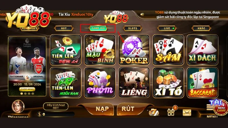 Tham gia vào game bài poker Yo88