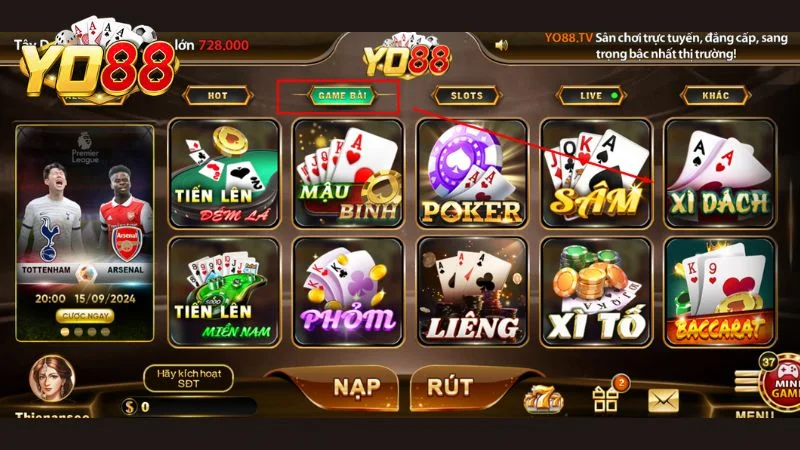 Bước 3: Tìm bàn chơi bài Xì dách phù hợp