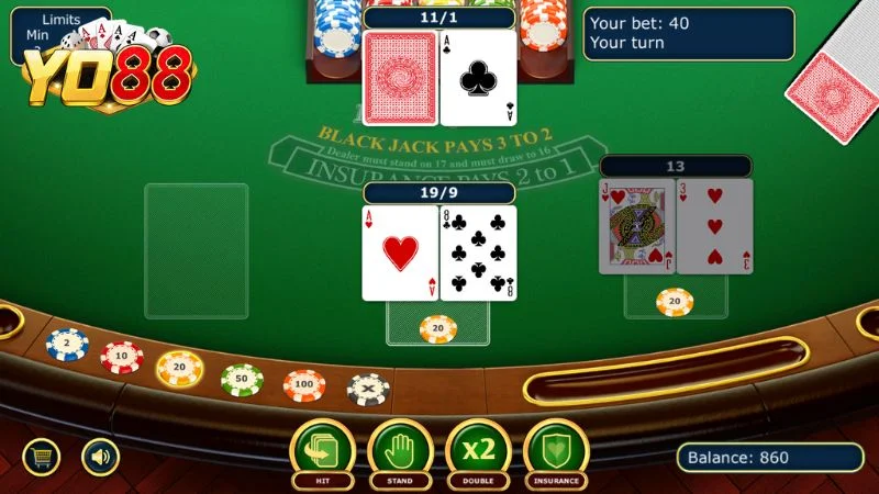 Các thao tác cần ghi nhớ trong game bài Blackjack