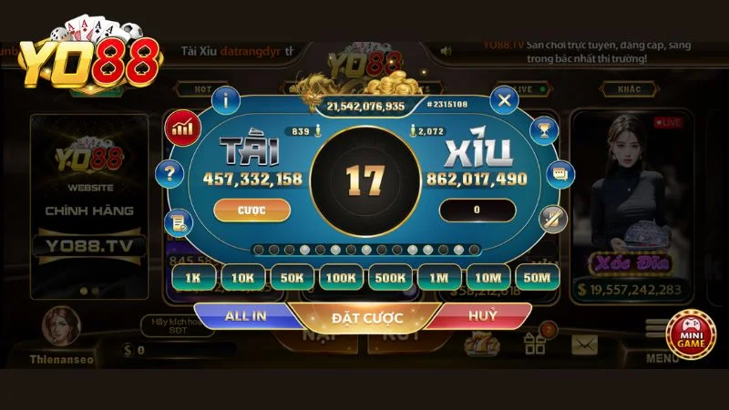 Cược chẵn lẻ trong tài xỉu online Yo88