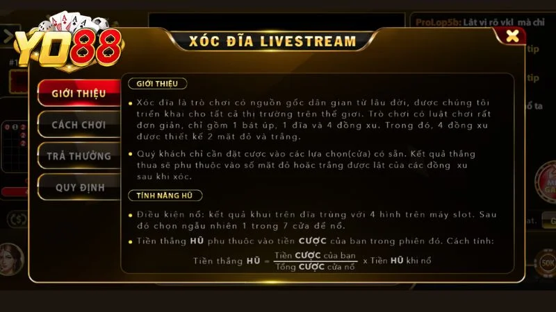 Luật chơi Xóc đĩa livestream